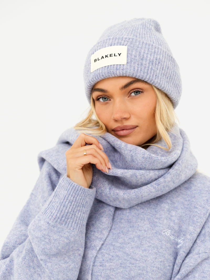 Label Knit Beanie - Lila