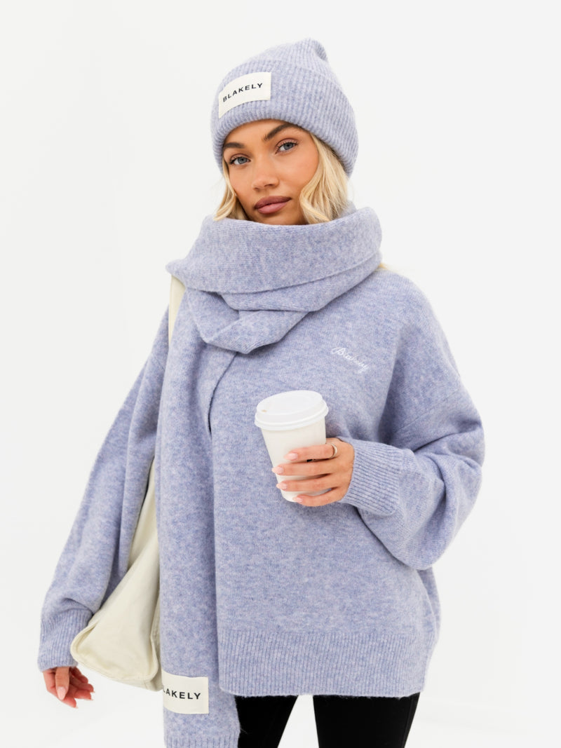 Label Knit Beanie - Lila