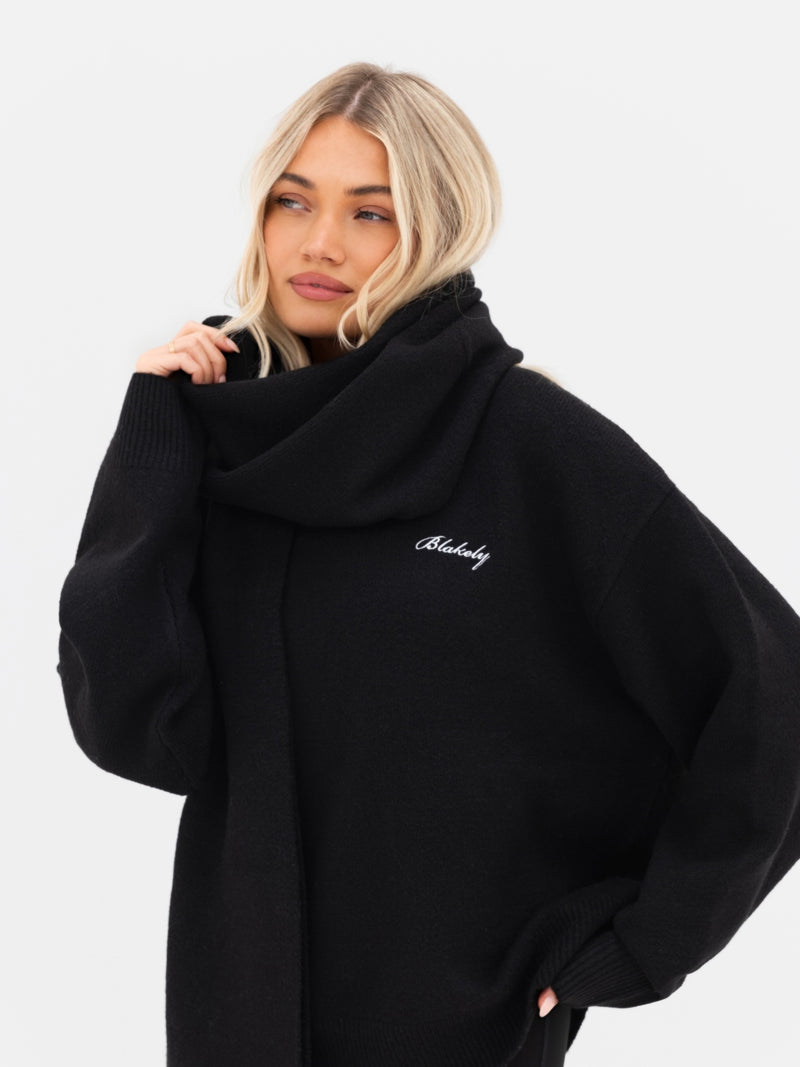 Label Knitted Scarf - Schwarz