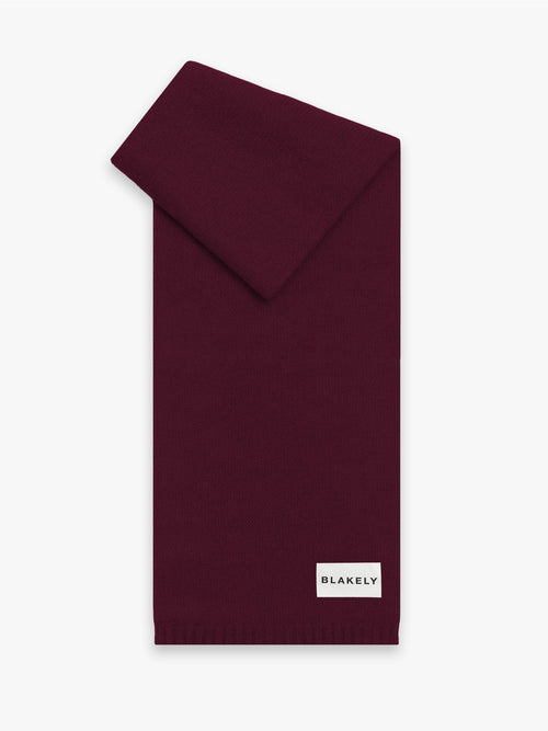 Label Knitted Scarf - Dark Cherry