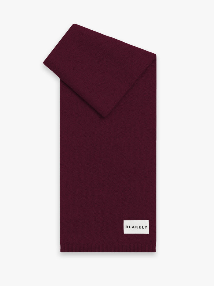 Label Knitted Scarf - Dark Cherry