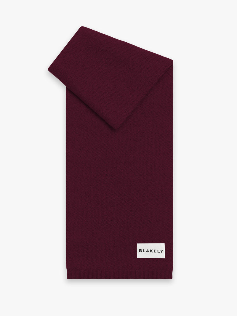 Label Knitted Scarf - Dark Cherry