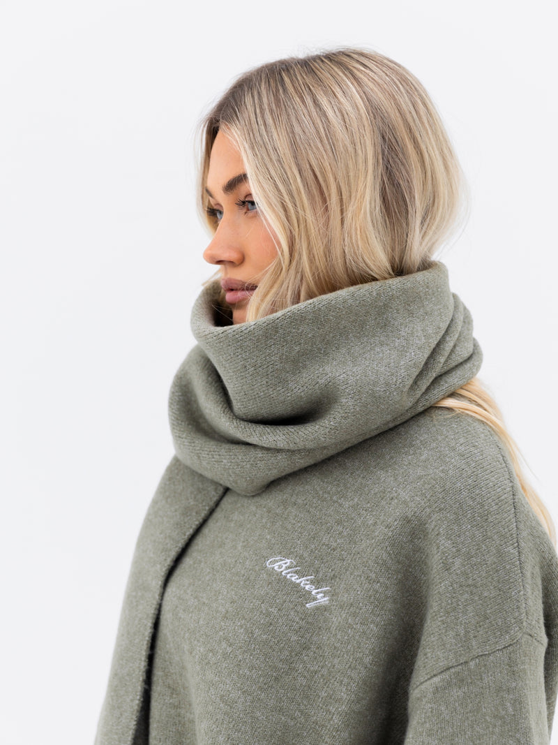 Label Knitted Scarf - Safarigrün