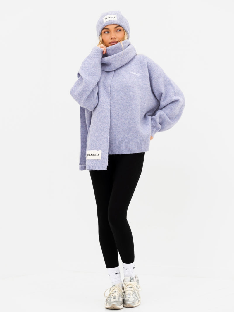 Label Knitted Scarf - Lila