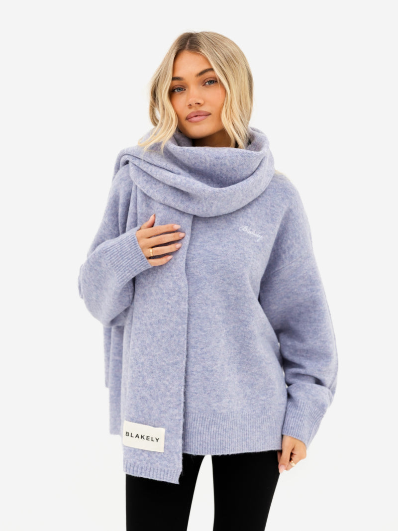 Label Knitted Scarf - Lila