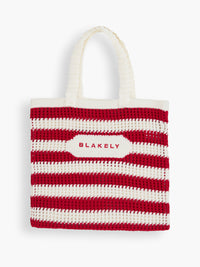 Crochet Tote Bag - Red Stripe