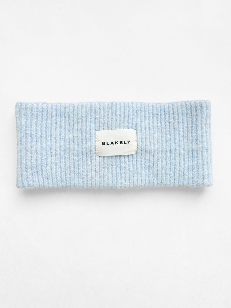 Label Knitted Headband -  Babyblauw