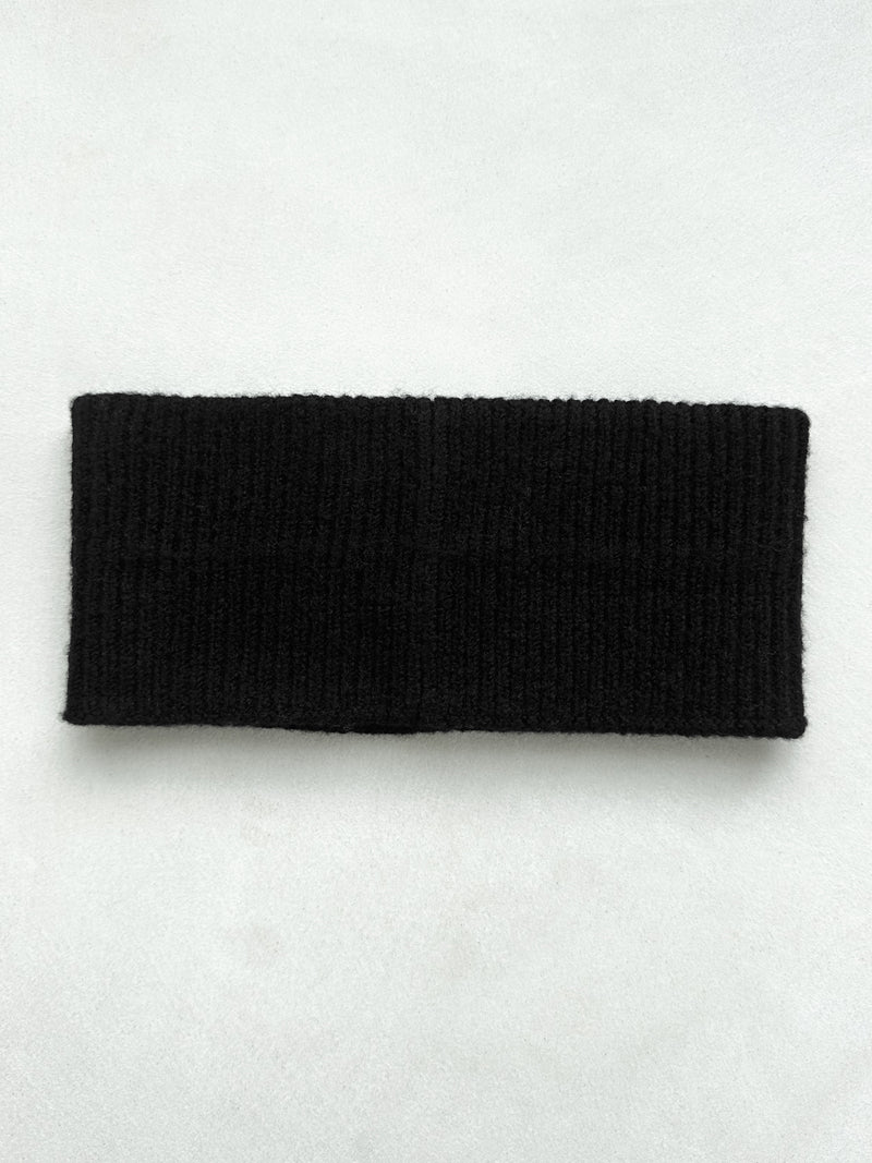 Label Knitted Headband - Schwarz