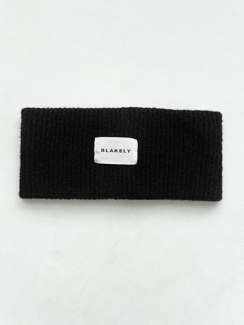 Label Knitted Headband - Schwarz