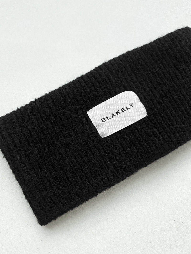 Label Knitted Headband - Schwarz