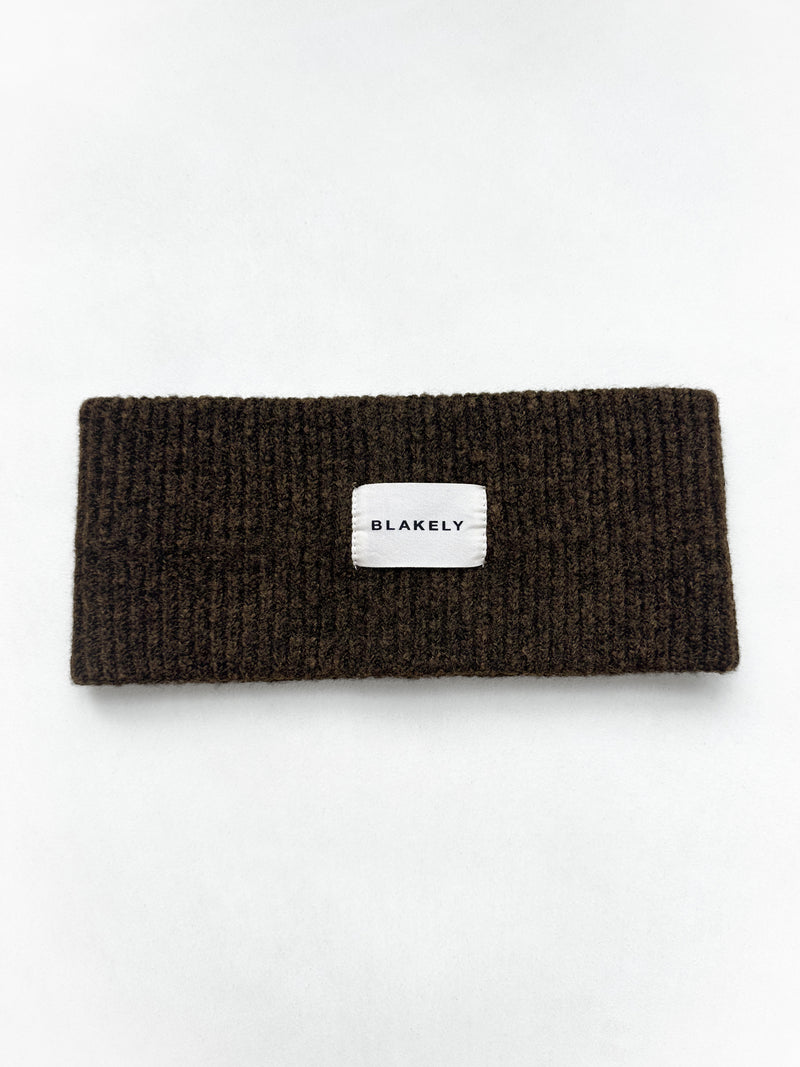 Label Knitted Headband - Chocolate Brown