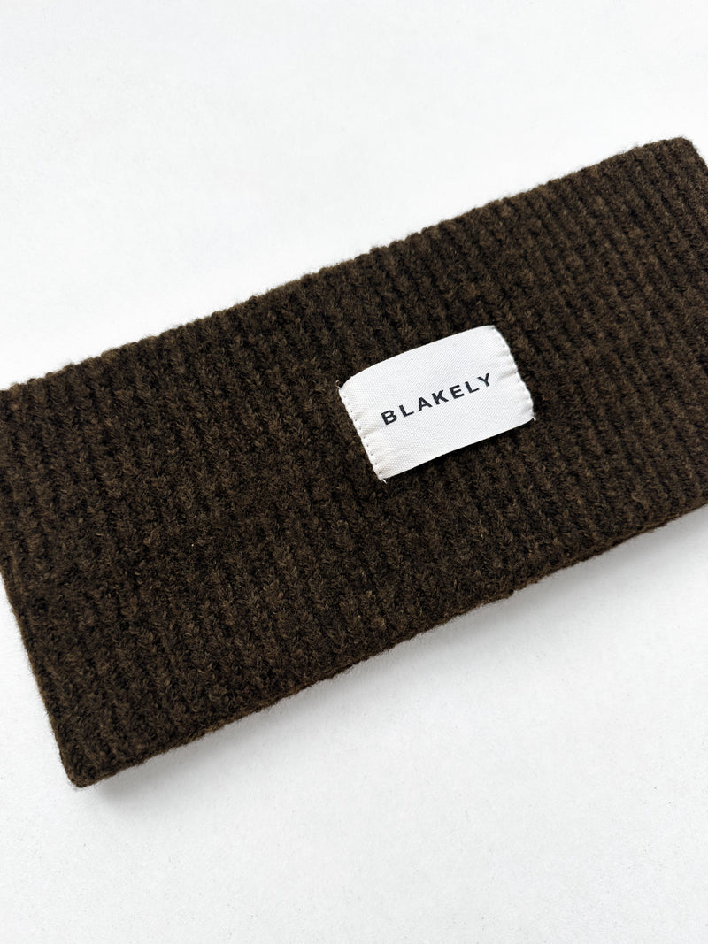 Label Knitted Headband - Chocolate Brown