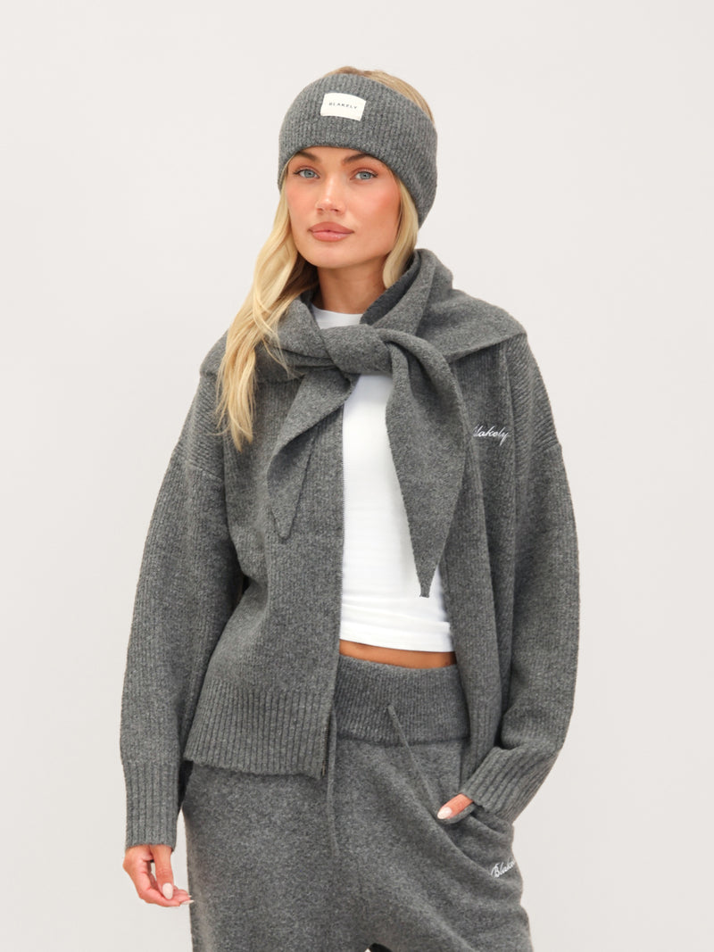 Label Knitted Headband - Marl Charcoal