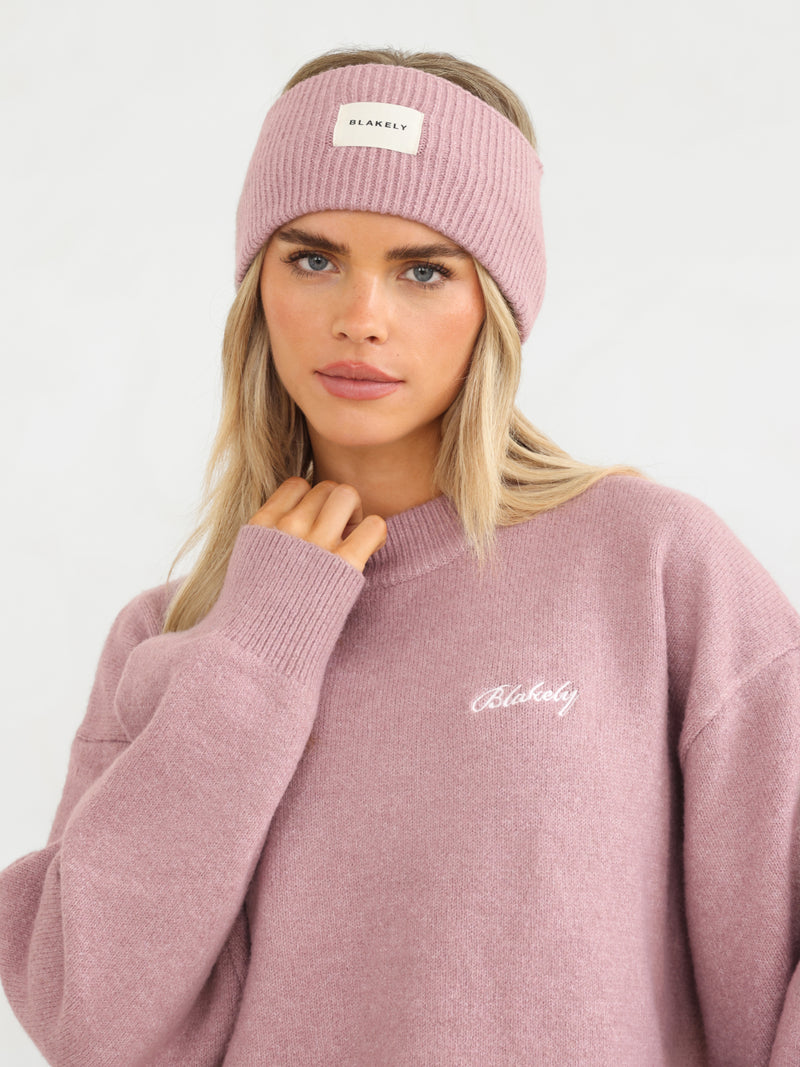 Label Knitted Headband - Dusty Pink