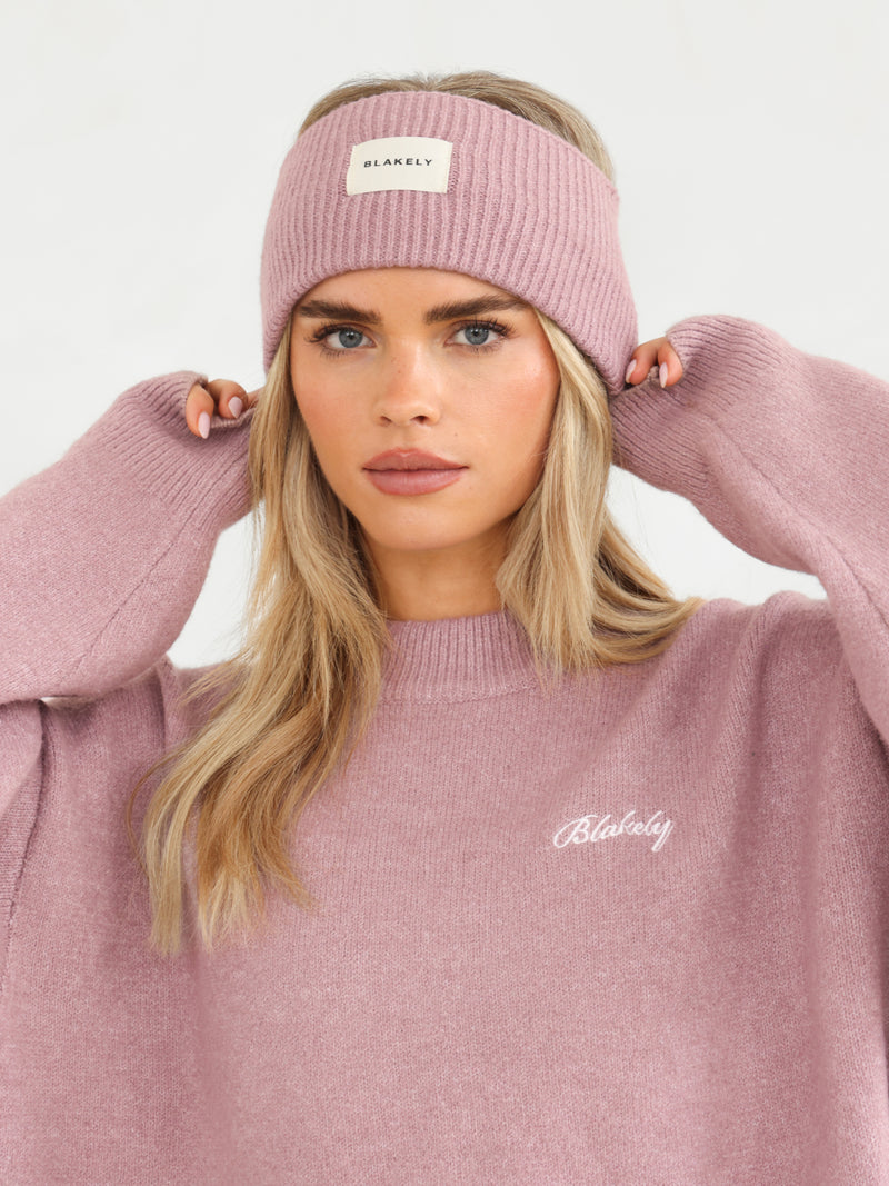 Label Knitted Headband - Dusty Pink