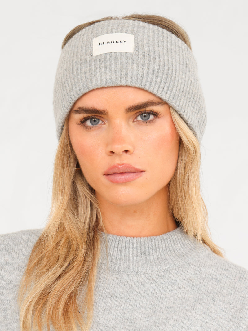 Label Knitted Headband - Mergelgrau