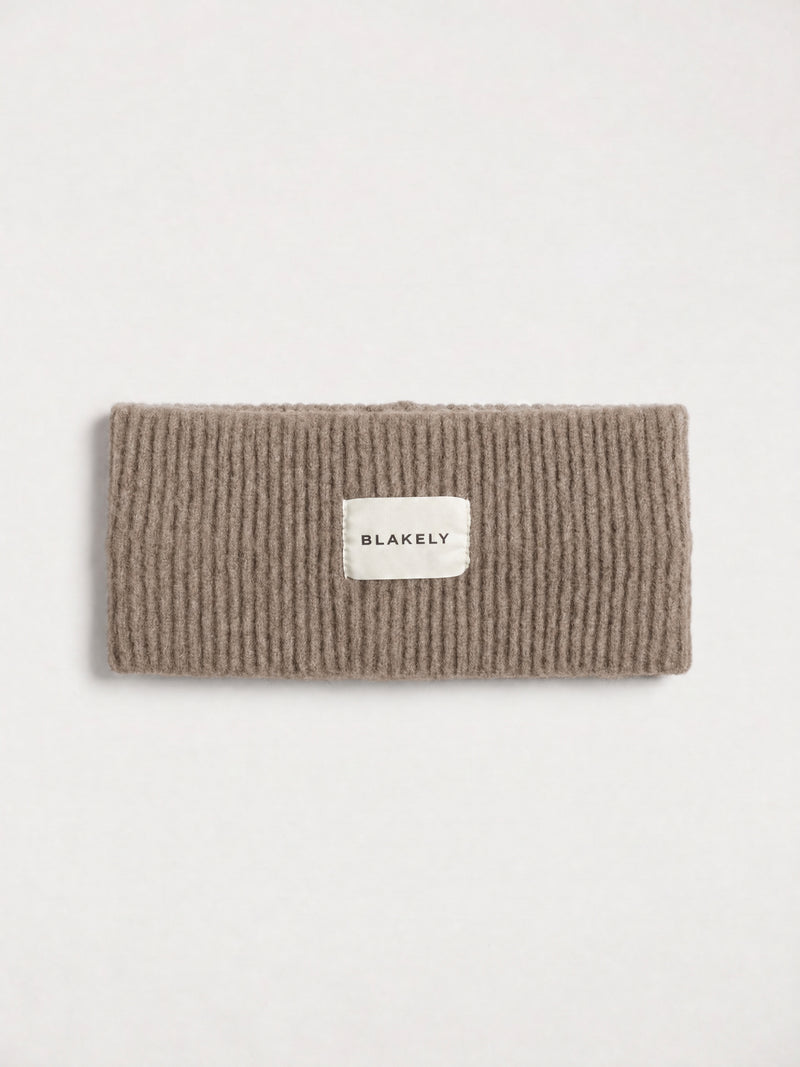 Label Knitted Headband - Soft Brown