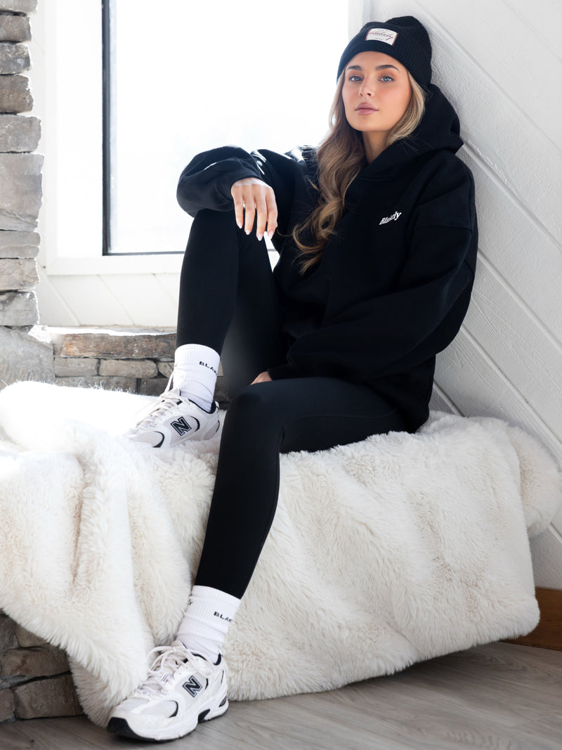 Script Label Knit Beanie - Black