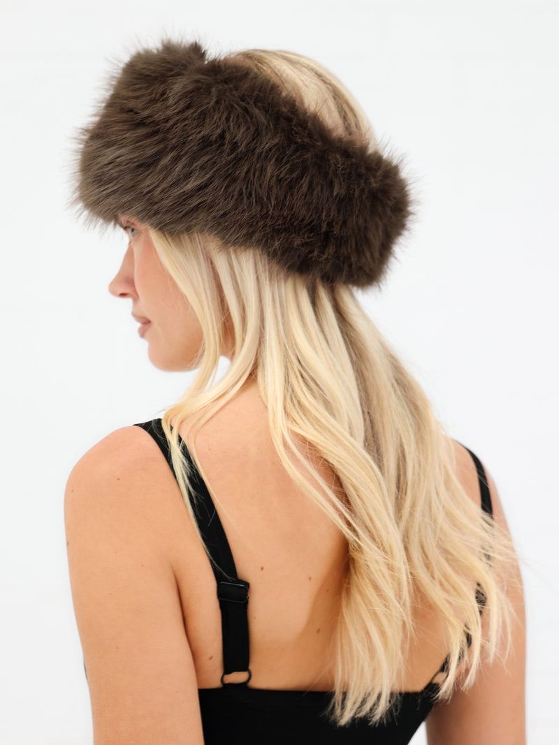 Gigi Faux Fur Headband - Marron foncé
