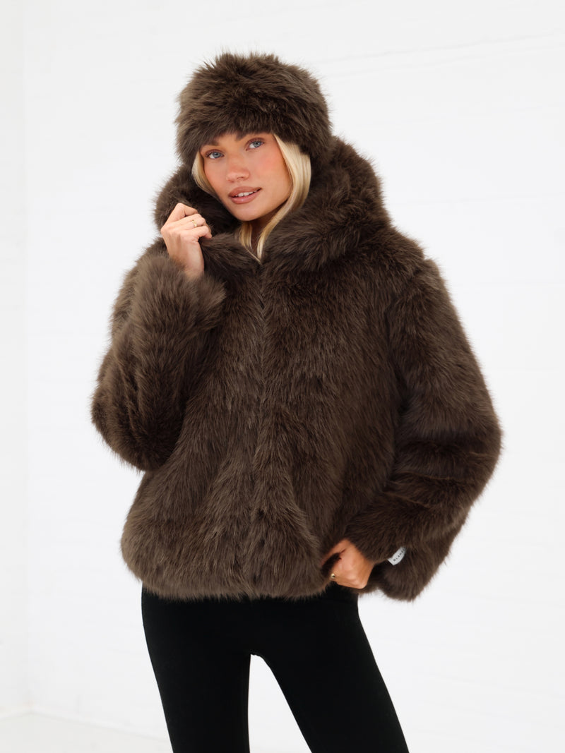 Gigi Faux Fur Headband - Marron foncé