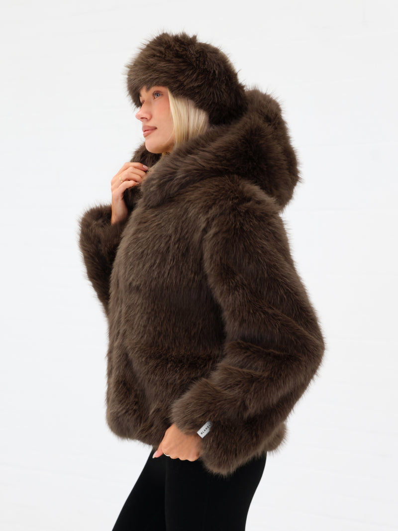 Gigi Faux Fur Headband - Marron foncé