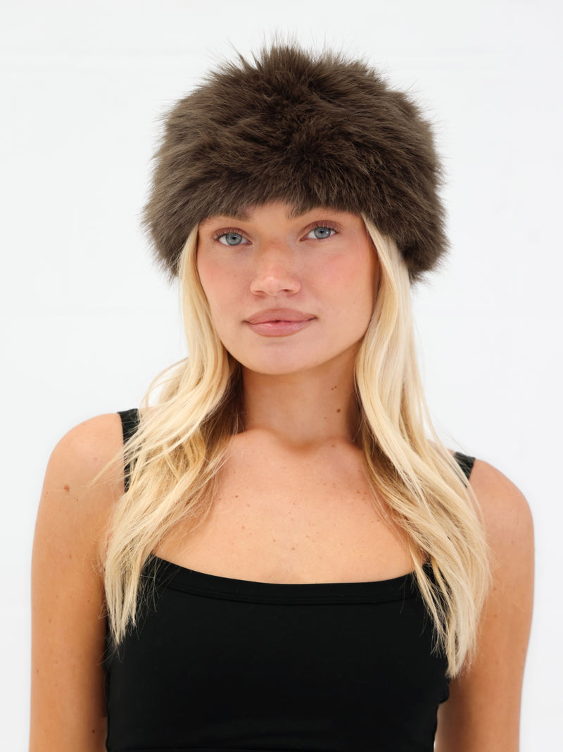 Gigi Faux Fur Headband - Marron foncé