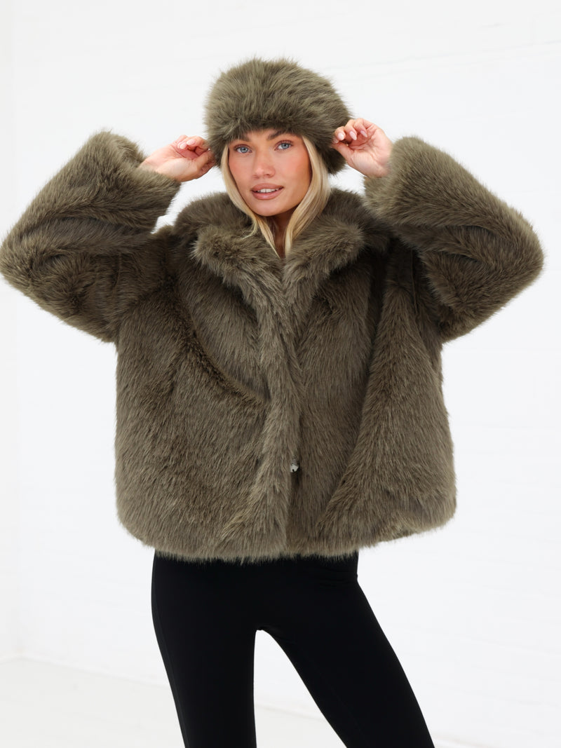 Gigi Faux Fur Headband - Verte