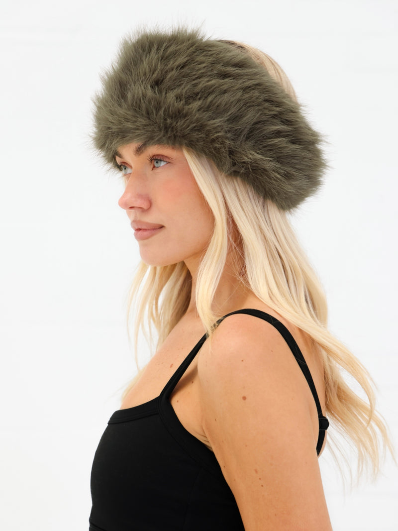Gigi Faux Fur Headband - Verte