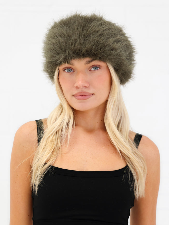 Gigi Faux Fur Headband - Grün