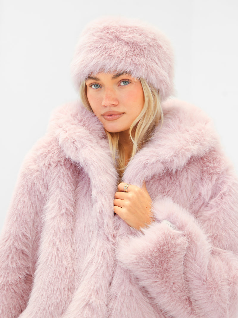 Gigi Faux Fur Headband - Rose