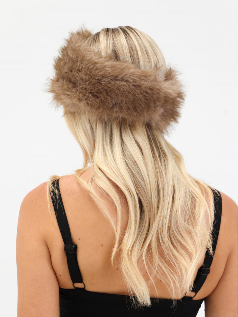 Gigi Faux Fur Headband - Marron clair