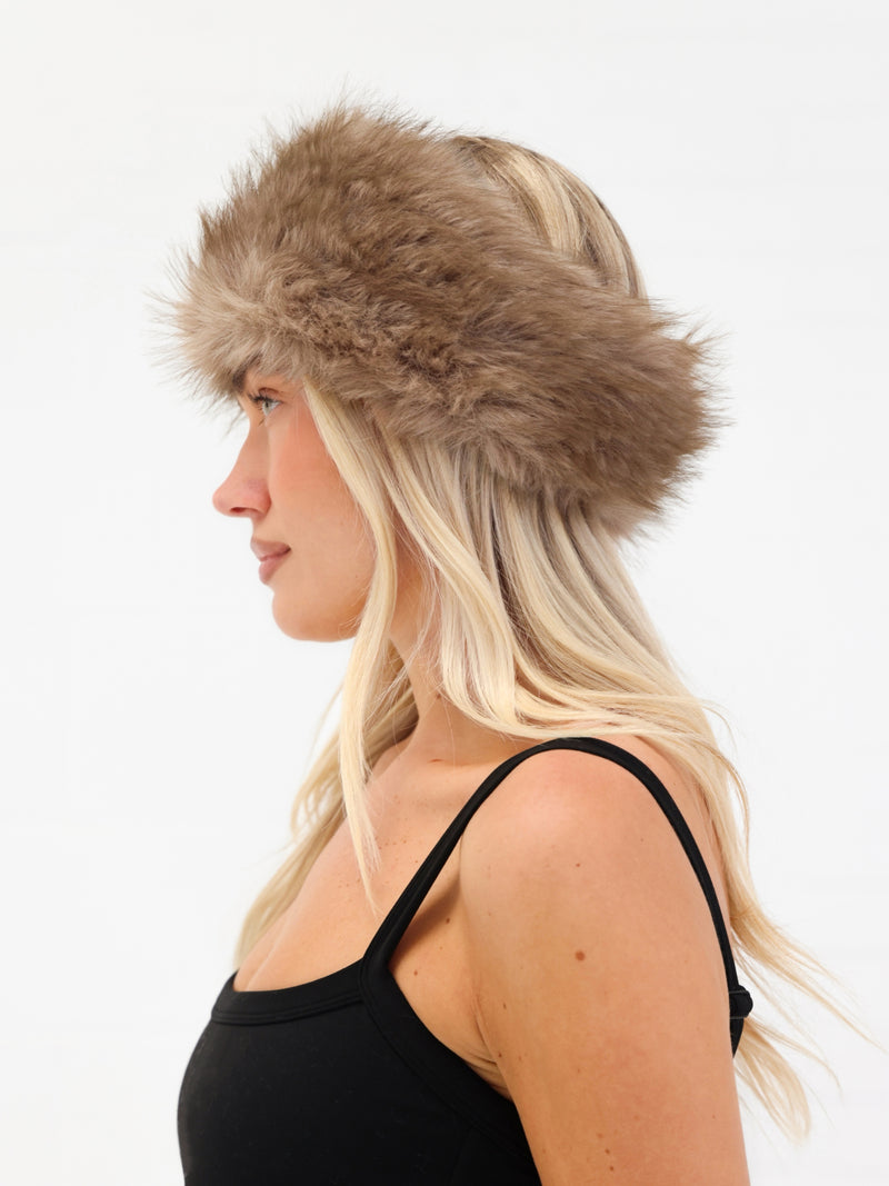 Gigi Faux Fur Headband - Marron clair