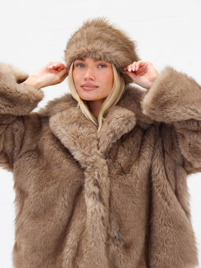 Gigi Faux Fur Headband - Marron clair