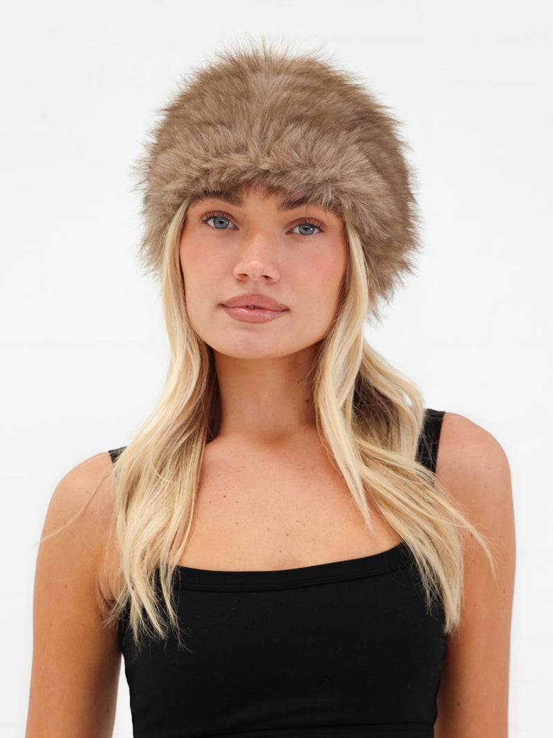 Gigi Faux Fur Headband - Marron clair