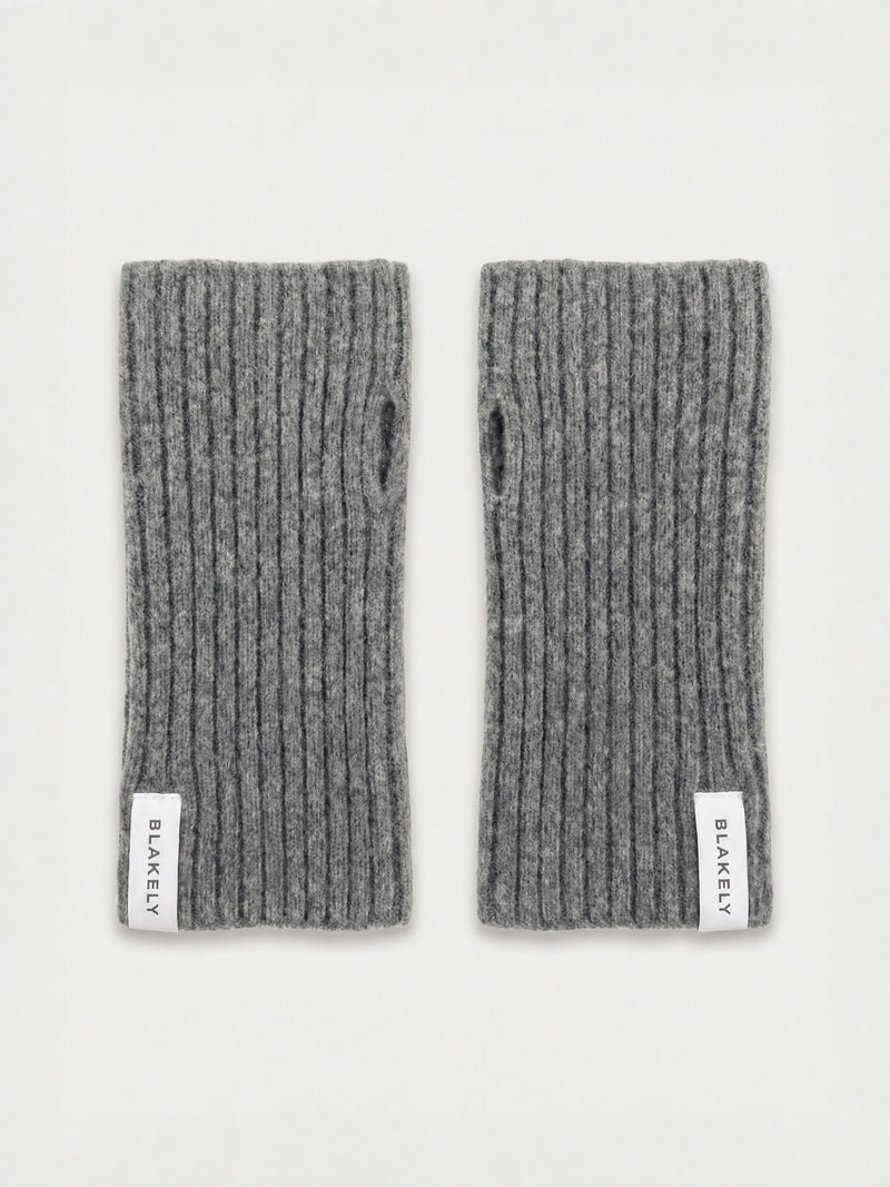 Label Knitted Wrist Warmers - Mergelkohle