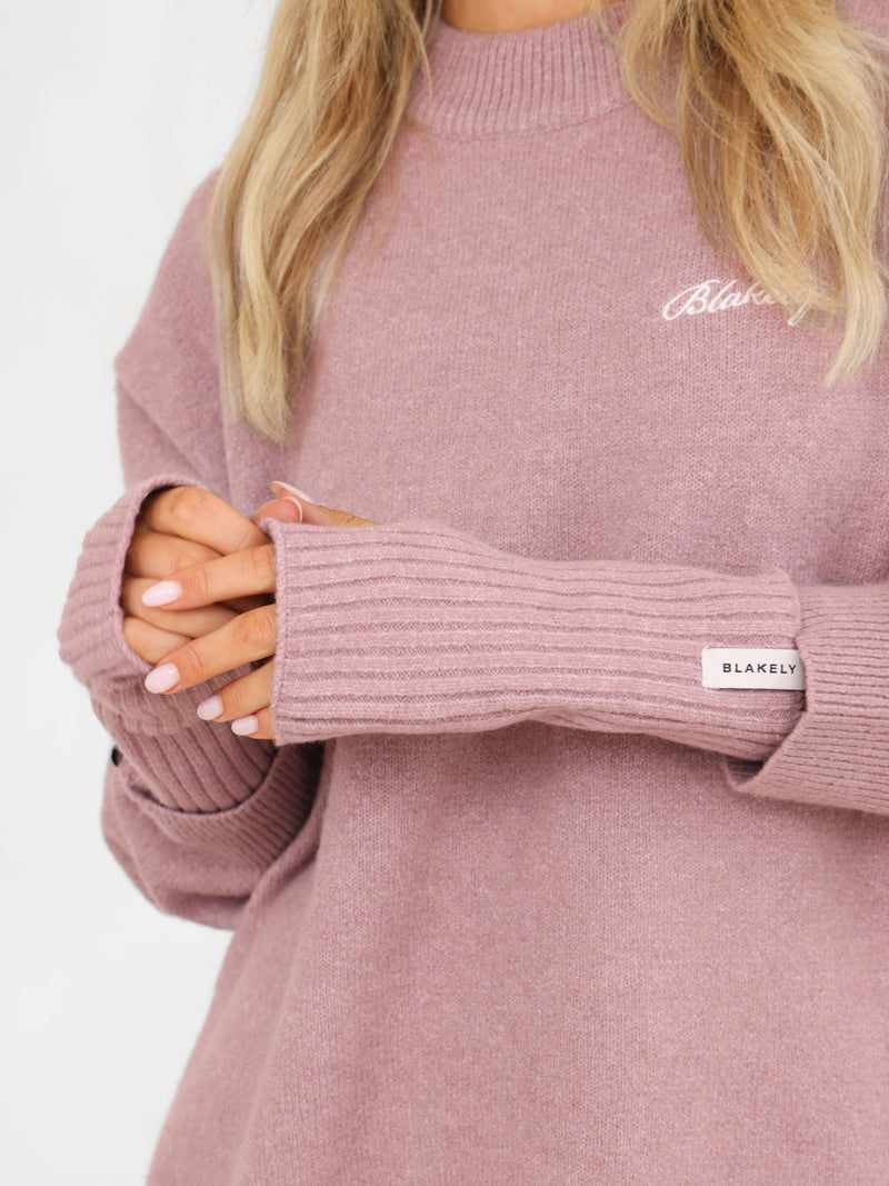 Label Knitted Wrist Warmers - Stoffig roze