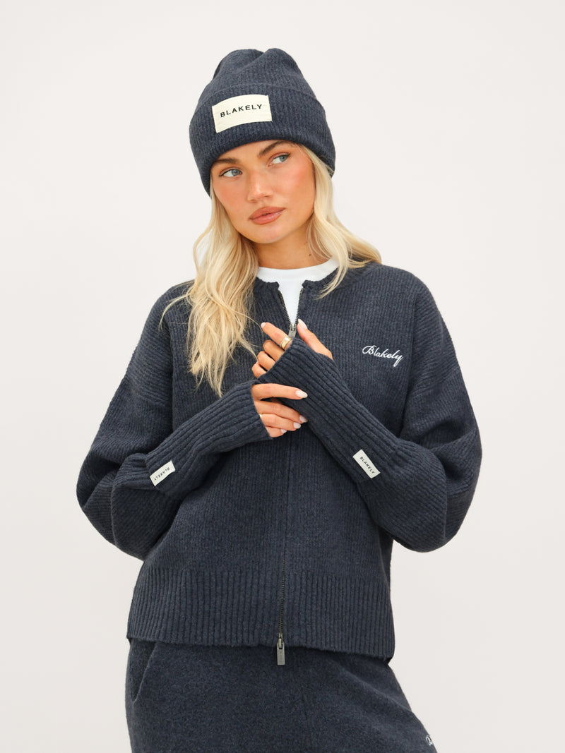 Label Knitted Wrist Warmers - Echte Marine