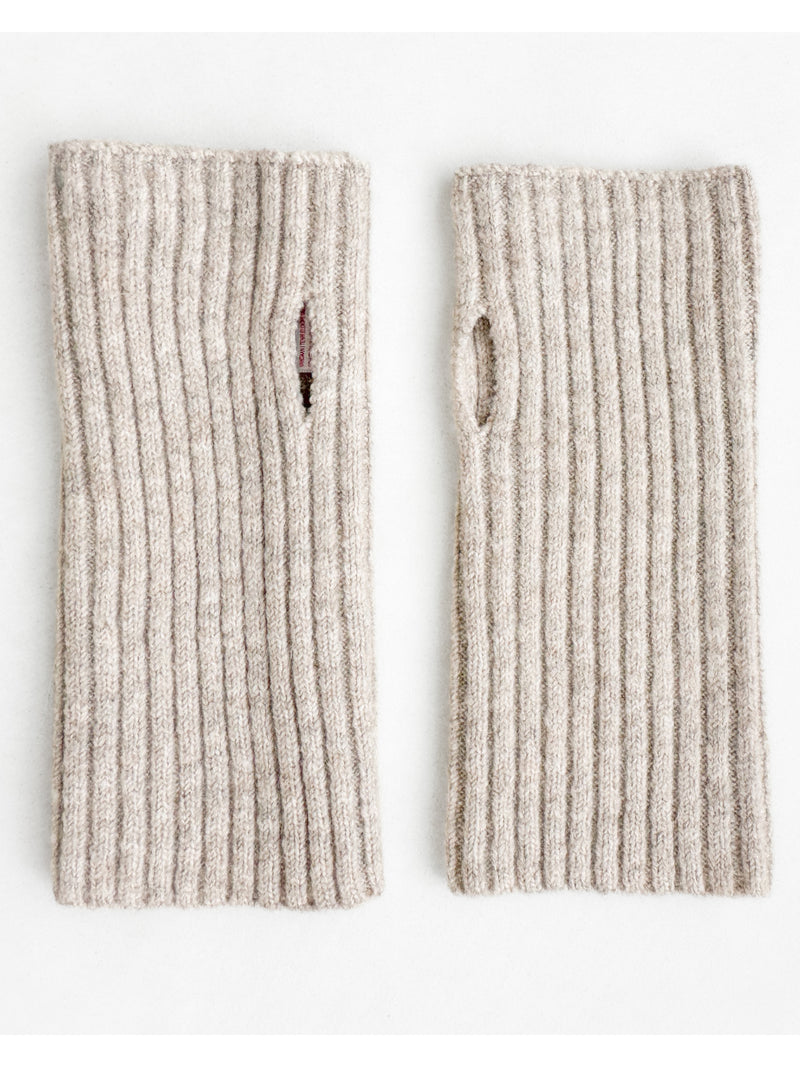 Label Knitted Wrist Warmers - Geröstetes Taupe