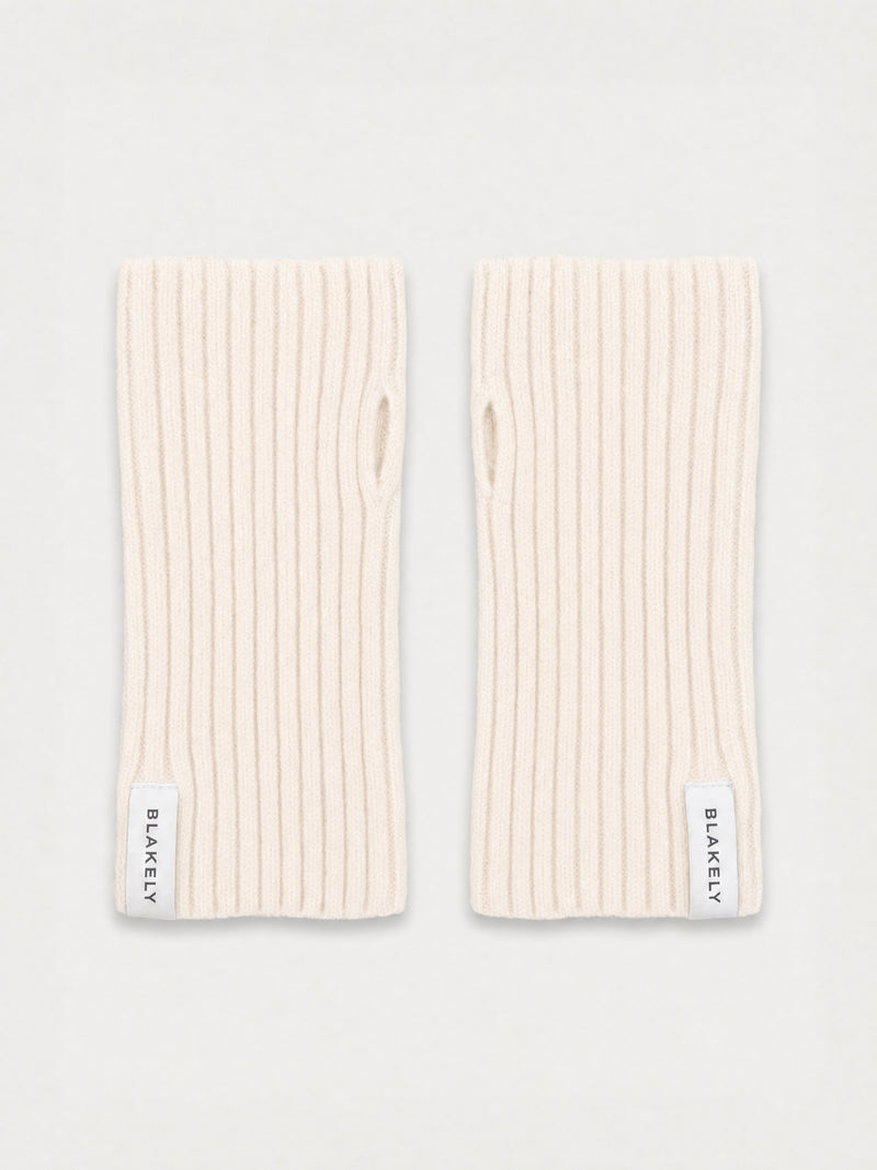 Label Knitted Wrist Warmers - Vanille