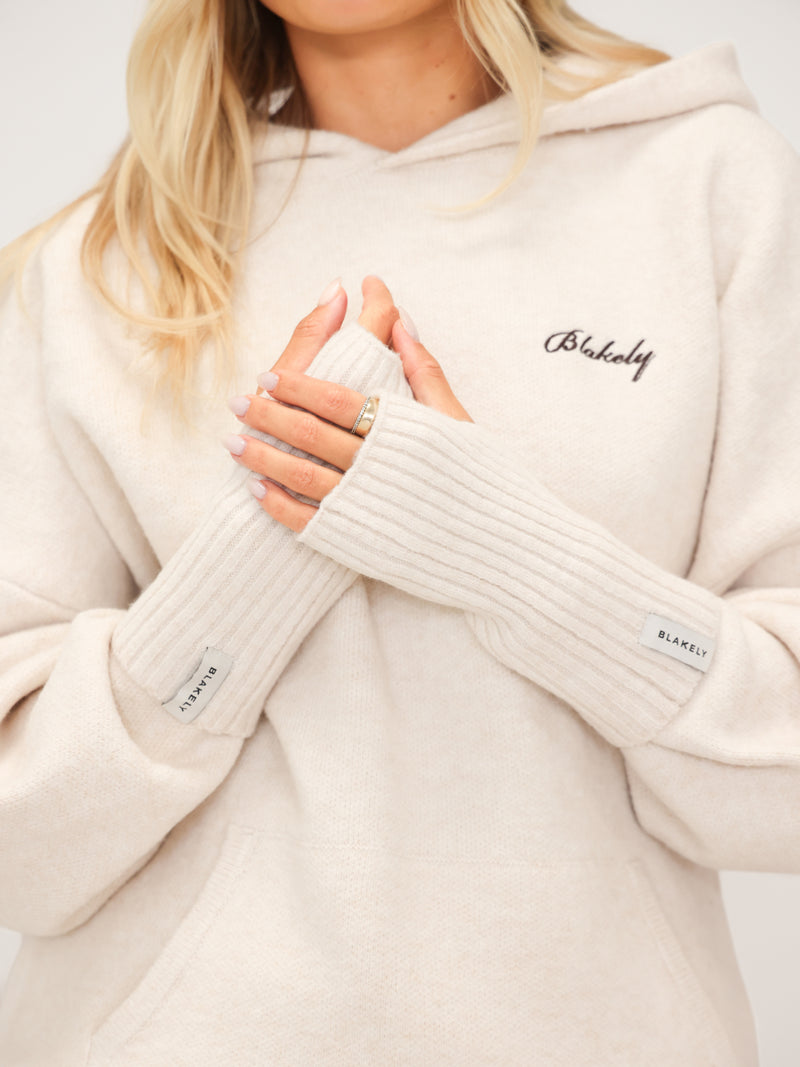 Label Knitted Wrist Warmers - Vanille