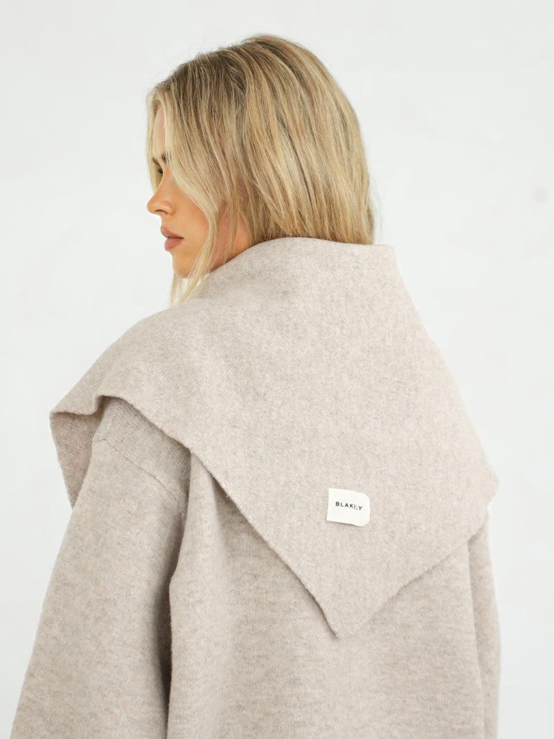 Label Knitted Triangle Scarf - Toasted Taupe