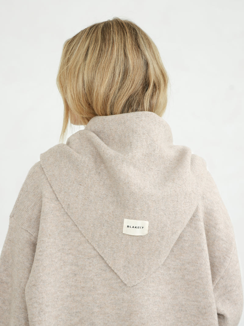 Label Knitted Triangle Scarf - Toasted Taupe