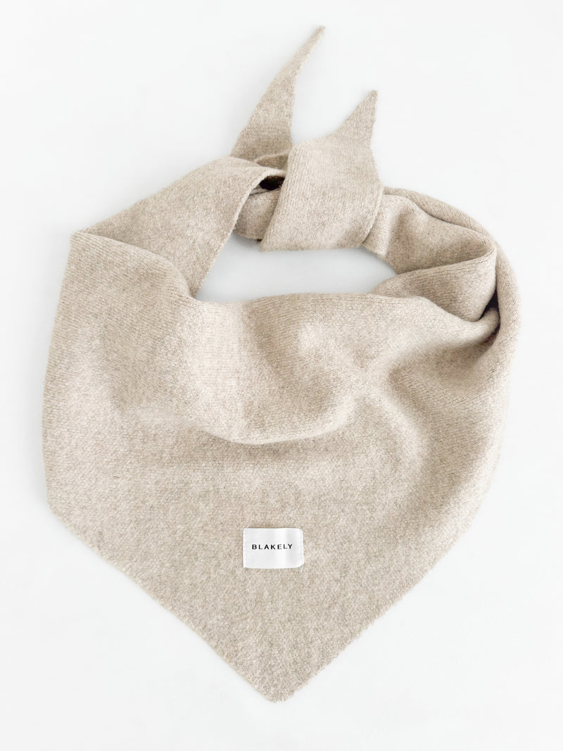 Label Knitted Triangle Scarf - Toasted Taupe