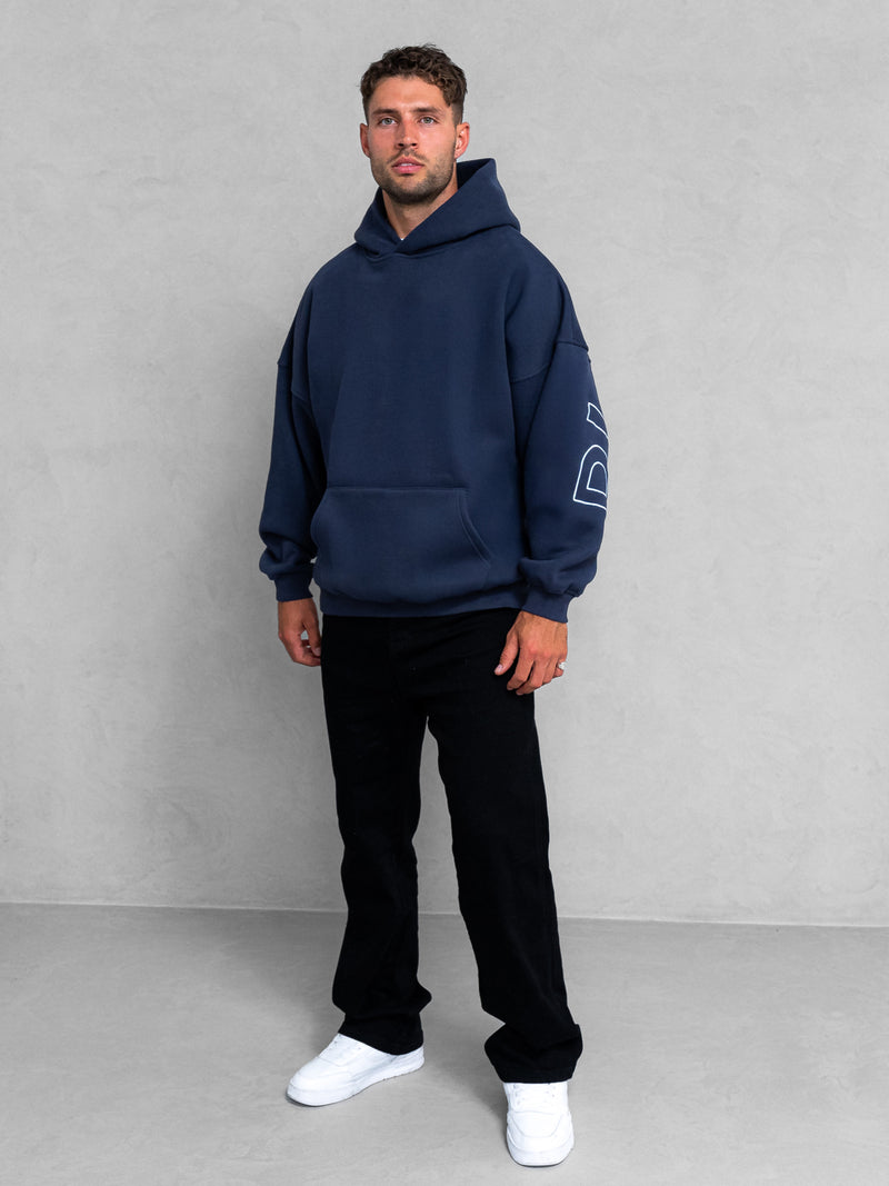 Embroidered Idris Oversized Hoodie - Blau