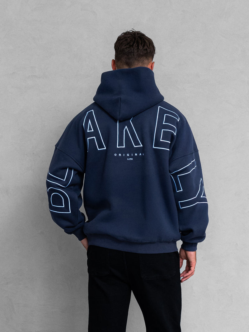 Embroidered Idris Oversized Hoodie - Blau
