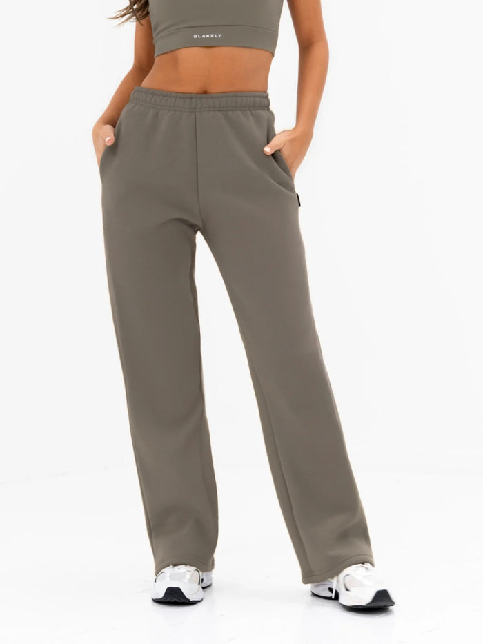 Isabel Wide Leg Sweatpants - Safarigrün