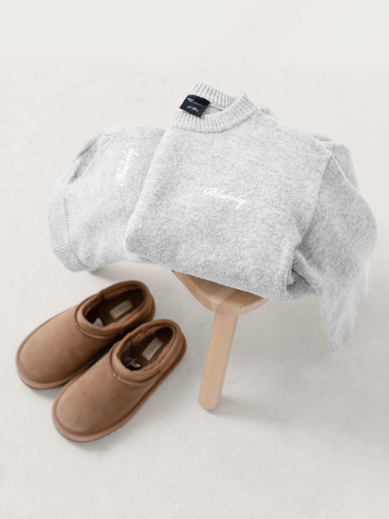 Mini Knitted Sweatpants  - Marl Grey