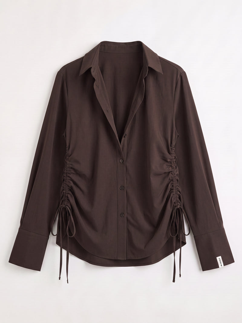 Kaia Oversized Poplin Shirt - Mocha Brown