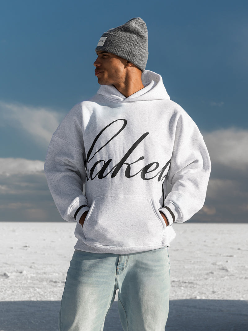 Abel Relaxed Script Hoodie - Mergelweiß