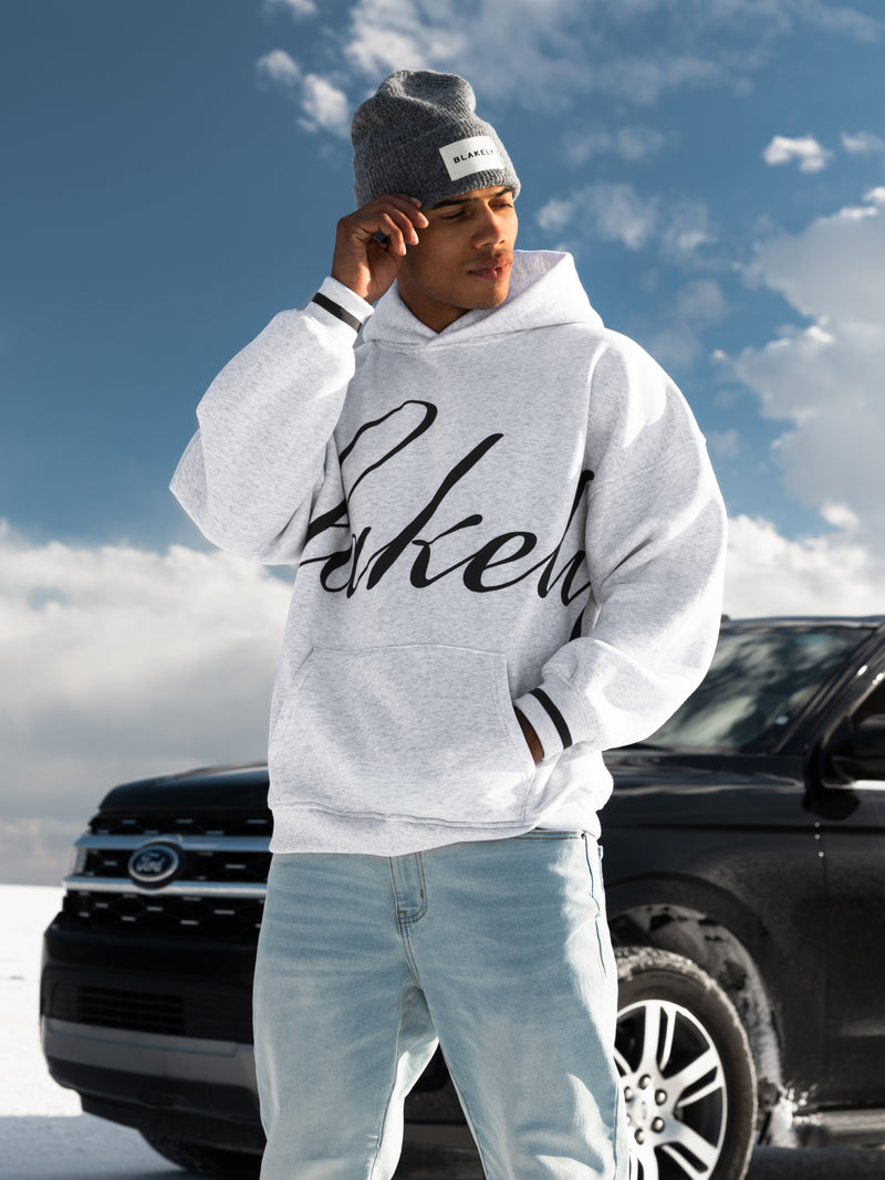 Abel Relaxed Script Hoodie - Mergelweiß